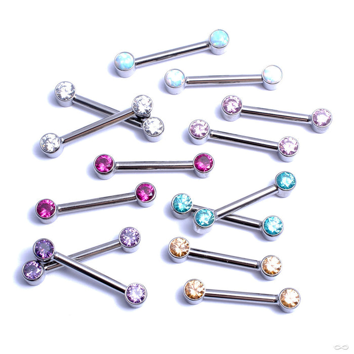 Side-set Gem Barbell in Titanium from Anatometal with Assorted Stones