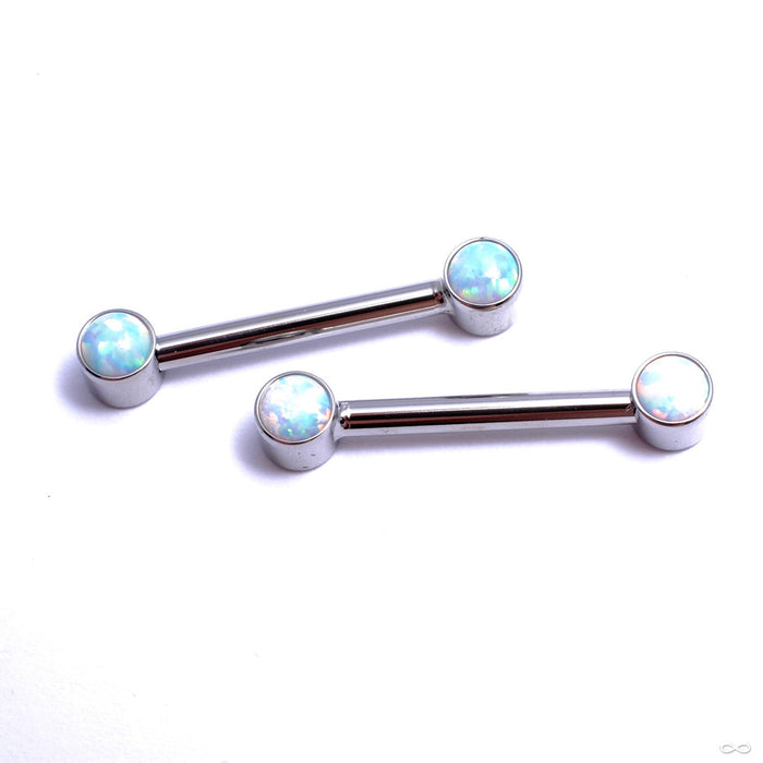 Side-set Gem Barbell in Titanium from Anatometal with White Opal