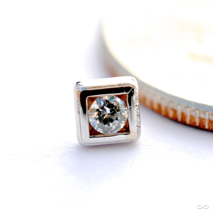 Square Illusion Press-fit End in Gold from BVLA with Clear CZ