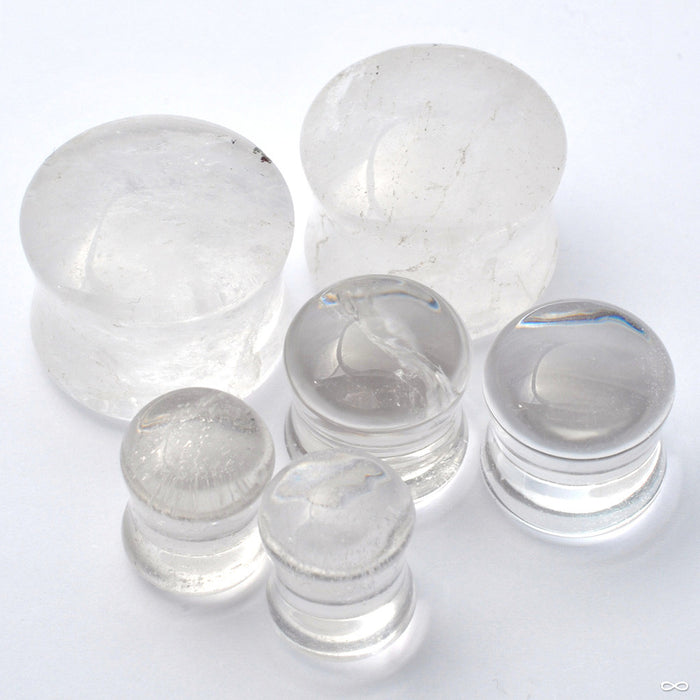 Crystal Quartz Double-Flare Plugs from Diablo Organics in Assorted Sizes