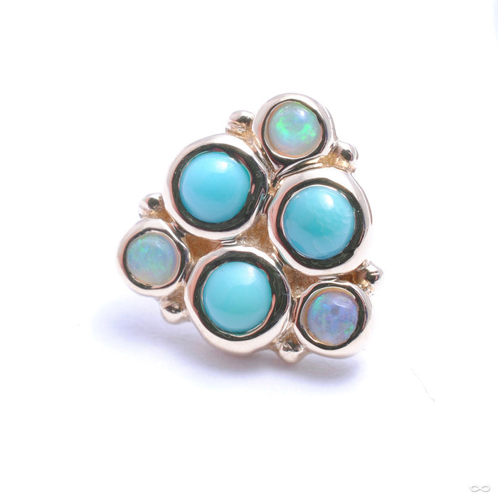 Thora Press-fit End in Gold from BVLA with Turquoise w/ White Opal