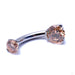 Three Prong Gem Curved Barbell from Industrial Strength with Champagne