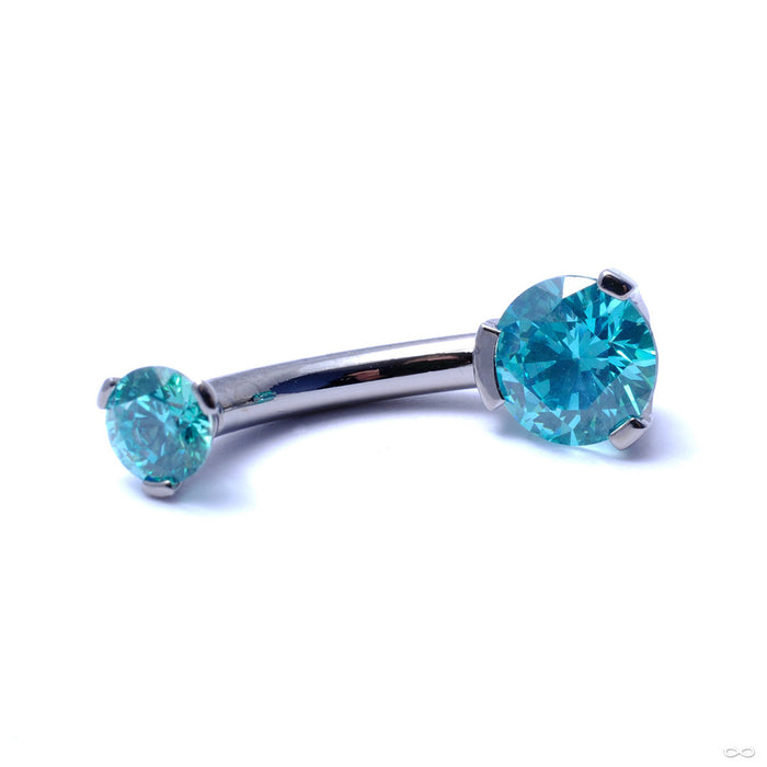 Three Prong Gem Curved Barbell from Industrial Strength with Mint CZ