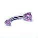Three Prong Gem Curved Barbell from Industrial Strength with Pink CZ