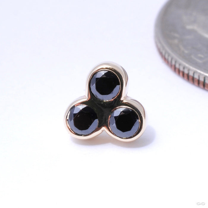 Tri-bezel Cluster Press-fit End in Gold from BVLA with Black CZ
