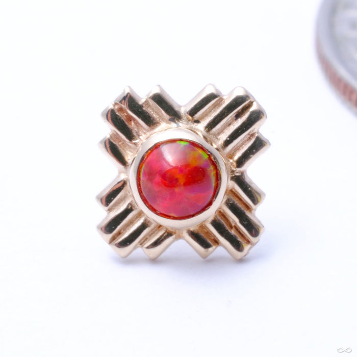 Zia Press-fit End in Gold from LeRoi with Red Opal