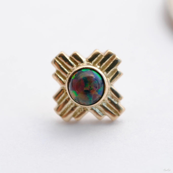 Zia Press-fit End in Gold from LeRoi with Black Opal